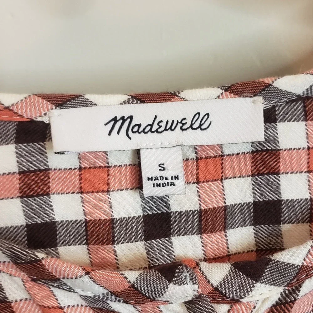 Madewell Meadow Shirt in Check, orange and brown, small - Picture 4 of 8